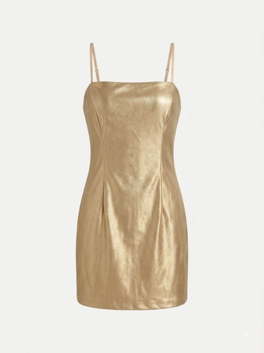 superdown Gold Metallic Faux Leather Mini Slip Dress XS